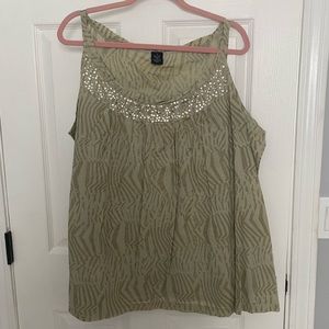 Calvin Klein Spaghetti Strap Tank Top 🌟 Green & Gold Animal Print 🌟